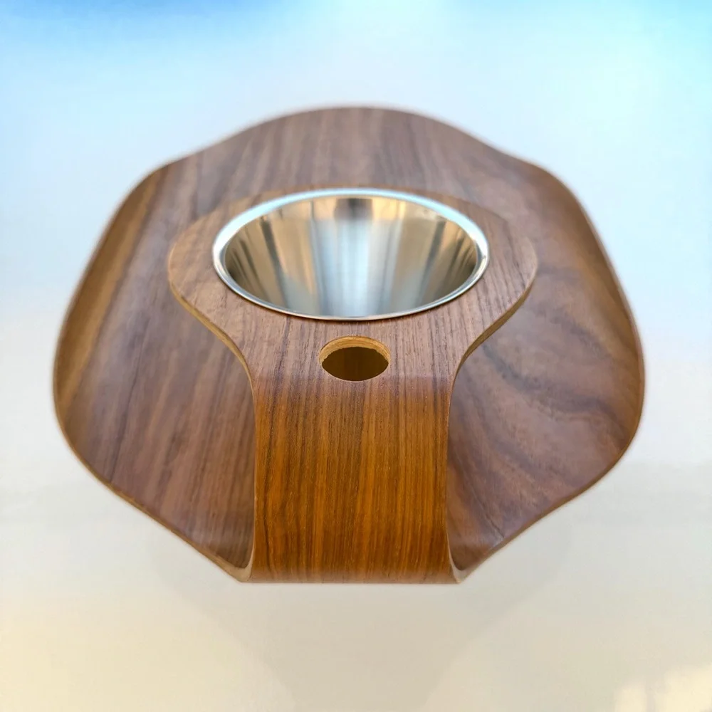 Teak Mid-Century Modern Serving Tray withStainless Steel Bowl • Charcuterie Tray - Picture 5 of 9